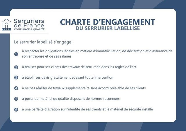 Charte d'engagement du serrurier labellisé